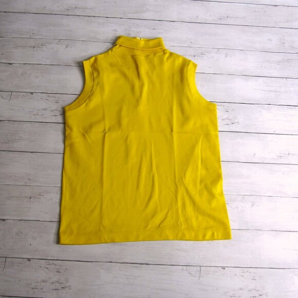 Vintage Women's Sleeveless Turtleneck Tank Top Size S Gold MCM 1960's - Picture 1 of 4